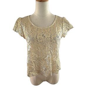 Pinky Gold and Cream Lace  Crop Top